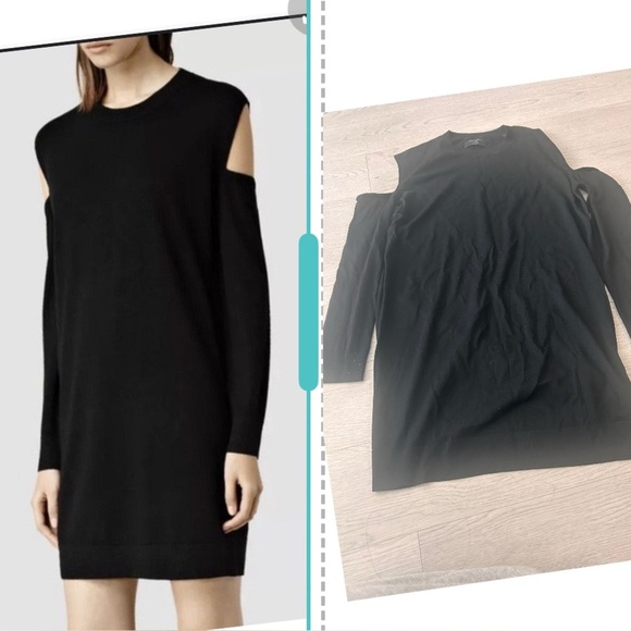 All saints Elion Jumper Cold Shoulder Wool Dress Size L - Picture 1 of 5